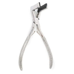 Pince à presser pour extensions de cheveux en argent poli, cadre en métal massif, mâchoires en silicone noir, poignée recouverte de paillettes - Product Image 1