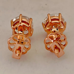 Boucles d'oreilles clous vintage en or 14 carats, tendance, très demandées, vente en gros, diamant 1 carat serti clos, taille brillant, couleur DEF, pour femme - Product Image 2