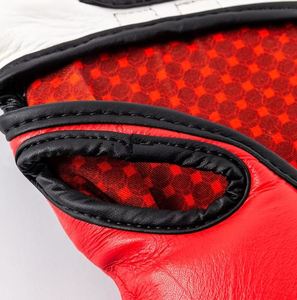 UFC MMA <b>Gloves</b> <b>Black</b> Red PU Leather Half Finger Closure Adult Martial Arts Training Gear Custom Logo Unisex Digital Printing - Product Image 5