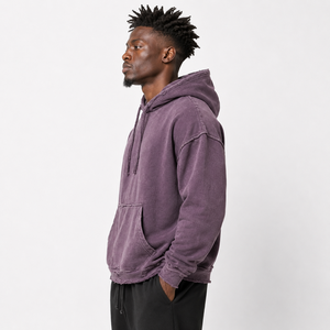 Sudadera con Capucha para Hombre, Lavada y Desgastada, con Textura Suave, Acabado Vintage y Corte Holgado para un Estilo Urbano Cómodo para el Día a Día - Product Image 3