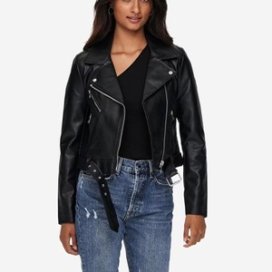Custom Fall Winter Women Printed Knitted <b>Leather</b> <b>Jacket</b> <b>Real</b> Sheepskin Moto Biker Slim Fit Outerwear Apparel - Product Image 1