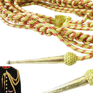 Aiguillette d'uniforme rouge et dorée, cordon métallique rouge et doré, aiguillette britannique, cordon métallique tressé doré avec laiton - Product Image 2