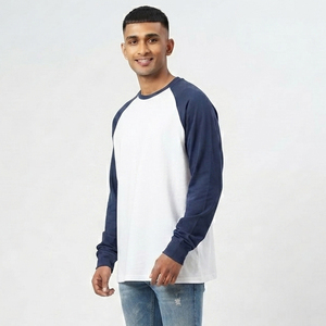 T-shirt oversize à épaules tombantes et manches raglan, 100% coton, vêtements de sport décontractés, tee-shirt à manches longues pour homme, à porter au quotidien, pour le jogging - Product Image 3