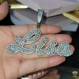 Personalized Moissanite Diamond " OTAY " Letter Pendant With Cuban Link Chain Fashion Jewelry - Product Image 3