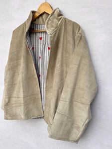 Gray Cotton Open Front Quilted Jacket-Boho Blazer Unisex Free Size Breathable Eco-Friendly - Product Image 4