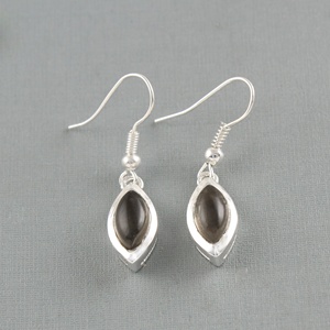 Natural Smoky Quartz 925 Sterling <b>Silver</b> Marquise Drop <b>Dangle</b> <b>Earrings</b> for Women Handmade Gemstone Jewelry - Product Image 1