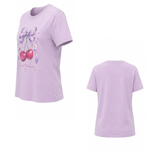 Camiseta de Verano para Mujer con Estampado Gráfico, Botones, Cuello Redondo, Manga Corta, Algodón Suave, Estilo Casual, Personalizable, Marca Privada, Pedido al por Mayor - Product Image 6