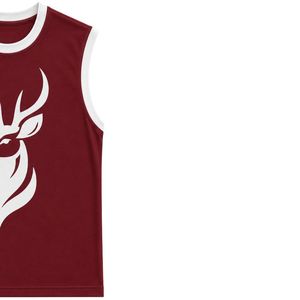 Maroon And <b>White</b> Sleeveless Tank Top With Deer Graphic Print <b>Men</b> Custom Cotton <b>Vest</b> Round Neck Summer Casual Streetwear Fashion - Product Image 4