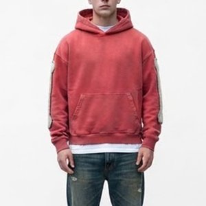 Sweat-shirt à capuche surdimensionné pour homme, personnalisé, de haute qualité, le plus vendu, avec application rouge mains squelette imprimées au dos, style streetwear, pour l'automne - Product Image 2