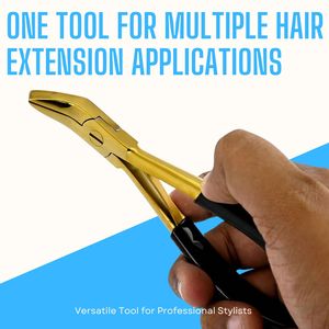 Precision Curved Hair Extension <b>Bead</b> Crimper Plier Flat Jaw Fine Serrated Teeth Rubber Grip Tool for Hair Extension Installation - Product Image 5