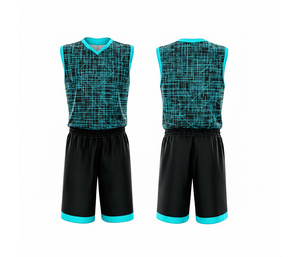 Conjunto de camiseta de baloncesto transpirable con sublimación, uniforme con logo personalizado, para hombre y mujer, de poliéster transpirable y de secado rápido, con camiseta y pantalones cortos. - Product Image 3