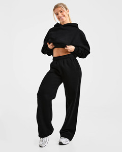 High Demand Custom Logo Black Oversized Hoodie & <b>Jogger</b> 2 Piece <b>Set</b> Women's Tracksuits Cotton Breathable Women's <b>Matching</b> <b>Sets</b> - Product Image 3