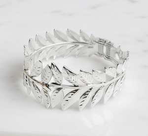 Gold <b>Silver</b> Leaf <b>Napkin</b> Rings Roman Style Metal Table Decor For Wedding Use And Party Dining Use - Product Image 2