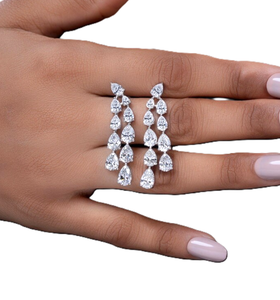 Maravillosos Pendientes de Diamantes de Laboratorio con Corte Pera, Color DEF, Claridad VS VVS, Oro Sólido de 14K y 18K, Pendientes Finos para Novia, Pendientes Colgantes - Product Image 3