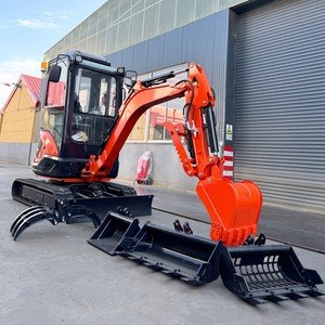 Miniexcavadora de orugas de 2.5 toneladas con motor PLC, alta eficiencia, enganche rápido y cucharón con garra para limpieza de terrenos agrícolas, logotipo y color personalizables, envío gratuito. - Product Image 5