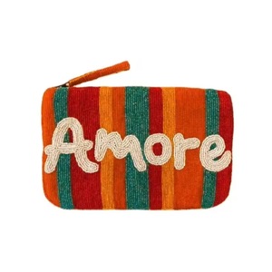 En gros, Mini porte-monnaie porte-clés transparent en PVC avec perles florales, style Ins, couleur unie, pour rangement de pièces de monnaie et cartes, avec boule en résine - Product Image 2