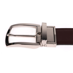 Ceinture en cuir véritable pour homme, style formel, marron noir, boucle réversible - Product Image 1