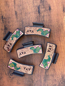 มาใหม่ล่าสุดร้อนขายสไตล์ตะวันตกทําด้วยมือเครื่องมือแกะสลักหนังผมกรงเล็บคลิปหนังกรงเล็บอุปกรณ์เสริมผมสําหรับผู้หญิง - Product Image 2