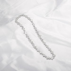 Collar de moissanita con diamantes de imitación en forma de baguette y redondos, estilo tenis, elegante, lujoso y brillante, para mujer, ideal para regalo. - Product Image 5