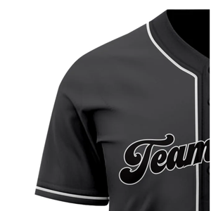 Maillot de baseball noir à manches courtes boutonné, uniforme d'équipe personnalisé, léger, respirant, chemise de sport athlétique - Product Image 4