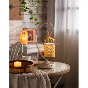 Vintage White and Black Metal Candlestick Lantern for Home Decoration for Ramadan Christmas Easter Souvenirs - Product Image 2
