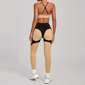 Conjunto de Yoga Color Block de Moda: Ajuste Delgado, Efecto Levanta Glúteos, Suave, para Deporte y Fitness. Conjunto Deportivo de Contorno de Color para Mujer. - Product Image 2