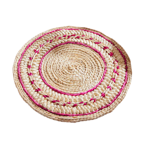 Coastal Seagrass <b>Table</b> <b>Mats</b> <b>Round</b> Woven Straw Placemats Nautical Style Natural Wicker Chargers for Beach House - Product Image 2