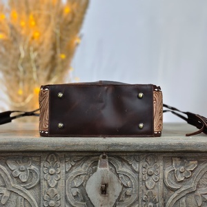 Bolso Bandolera de Mujer, Hecho a Mano, de Cuero Genuino, con Piel de Vaca, Impermeable, con Estampado Floral, Estilo Bohemio, Nuevo y Elegante - Product Image 3