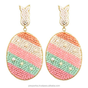 Pendientes Colgantes Hechos a Mano con Cuentas de Semillas, Diseño Floral Bohemio Pastel Multicolor, Talla Personalizada, Unisex, Regalo, Venta al por Mayor - Product Image 1