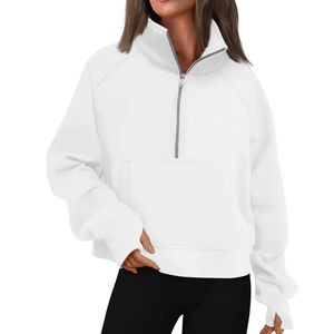 Sudaderas de Forro Polar Cálido con Media Cremallera Personalizadas al por Mayor para Mujer, Ropa Casual y de Invierno, Sudadera con Diseño de Logotipo Personalizado para Mujer - Product Image 1