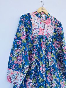 Femmes filles pur coton Maxi robe indien bloc imprimé décontracté été soirée à la mode nouvelle vente en gros longue robe mi-longue - Product Image 5