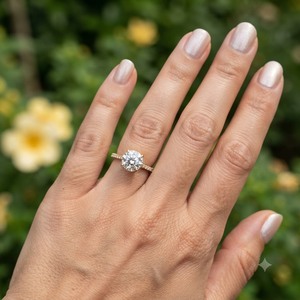 Bague de fiançailles solitaire de luxe en or jaune massif 14 carats avec diamant rond de 2 carats, sertissage cathédrale et bande pavée, diamant de laboratoire - Product Image 6