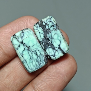 Paire de cabochons en variscite noire, forme coussin, pour bijoux, 21x13x4 mm. 20 Ct. E632 - Product Image 4