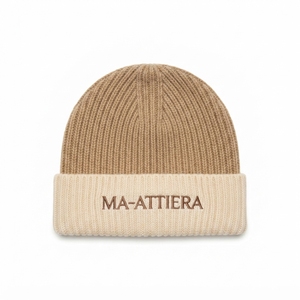 Gorro de Punto Acanalado Beige Personalizado con Puño, Gorro Cálido de Invierno con Logotipo Bordado - Product Image 1