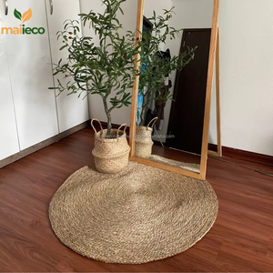 พรมผักตบชวาธรรมชาติเป็นมิตรกับสิ่งแวดล้อมพรมประตูทำด้วยมือพรมสีทึบออกแบบห้องนั่งเล่นตกแต่งบ้าน - Product Image 4