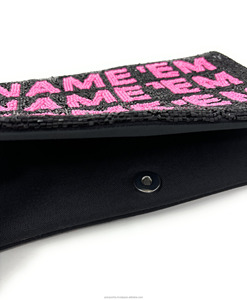 Bolso de Fiesta Elegante, Diseño Personalizado, Patrón Geométrico Multicolor, Nombre, Eslogan, Bolso de Noche, Nupcial, de Lujo, con Cuentas, Plegable - Product Image 3