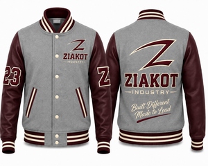 เสื้อแจ็คเก็ตวาร์ซิตี้สีเทา-ดำสำหรับผู้ชาย ZIAKOT ทรงปกติ คอปกพับได้ ปิดด้วยกระดุม พิมพ์ลายแบบ Heat-Transfer เหมาะสำหรับใส่ในฤดูใบไม้ร่วง - Product Image 4