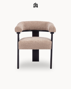 Modern Classic Stable Ergonomic Eco-Friendly <b>Dining</b> <b>Chair</b> Solid Teak Wood Upholstered Backrest Curved <b>Armrest</b> Black Frame - Product Image 3