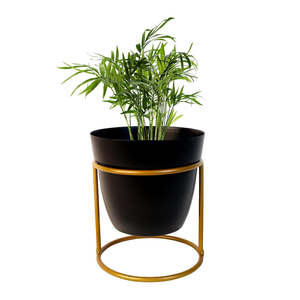 Vase à fleurs en métal noir Peng Essentials avec support en fer pour l'affichage de plantes d'intérieur et d'extérieur, décoration de la maison, style moderne - Product Image 1
