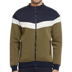Vêtements de sport décontractés 100% coton pour la course à pied et le jogging, couleur contrastée, col haut, fermeture éclair intégrale, survêtements pour hommes pour l'hiver - Product Image 2