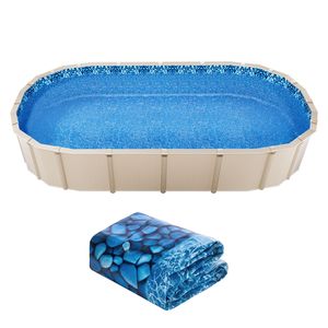 Telo per Piscina Ovale 25m x 12m, Durevole, in Vinile a Spessore Standard, Altezza Parete 52 pollici, con Bordo Unibead, Progettato per la Sicurezza - Product Image 1
