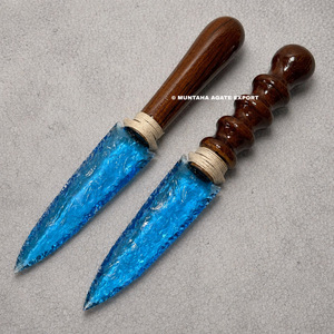 Dague artisanale en obsidienne aqua de 10 pouces avec manche, pour rituels païens et décoration, magnifique dague sculptée pour la décoration intérieure - Product Image 5