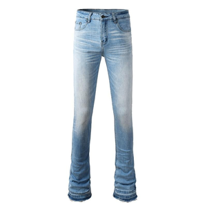 Pantalones vaqueros de corte bootcut para hombre, con efecto desgastado, lavado Monkey, denim rasgado, cintura media, estilo hip hop y streetwear - Product Image 3