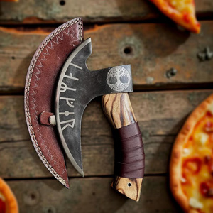 Cortador de Pizza con Forma de Hacha del Árbol de la Vida Yggdrasil, Hecho a Mano por A&M Enterprises, con Hoja Grabada con Runas y Mango de Madera Envuelto en Cuero - Product Image 5