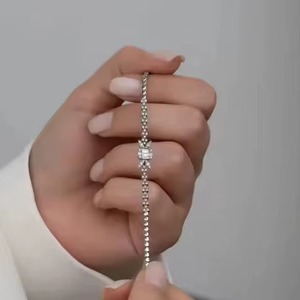 18K White Gold Moissanite for Certified Unisex Trendy Classic Simple Unique Design Hologram Tennis Studded <b>Bracelet</b> - Product Image 1