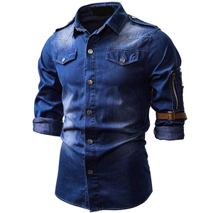 Camisa de Mezclilla Negra de Algodón para Hombre de Alta Calidad, Hecha a Medida con su Propio Diseño, Ligera, Transpirable, Elástica, Antiarrugas y de Secado Rápido - Product Image 4