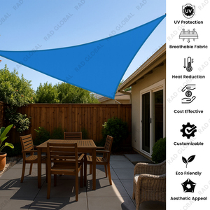 ผ้าใบกันแดด HDPE สีน้ำเงินรูปสามเหลี่ยม ป้องกันรังสียูวี สำหรับกลางแจ้ง ระเบียง สวน หลังคาตาข่าย ขนาดสั่งทำได้ สำหรับชายหาด - Product Image 3