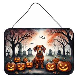Teckel multicolore Spooky Halloween Tenture murale Nouvelle barre de porte en métal aluminium Plaque de salle de bain Cuisine Décoration intérieure 8HX12W - Product Image 1