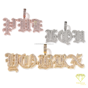 Luxury Personalized VVS Moissanite Diamond Custom <b>Initial</b> Pendant <b>Necklace</b> 925 Sterling <b>Silver</b> Cuban Link Chain Iced Out Letter - Product Image 4