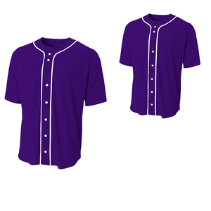 Camiseta de Béisbol Unisex de Manga Corta con Botones, Diseño Morado, Alta Calidad, OEM ODM, Tallas Grandes, Uniformes - Product Image 5